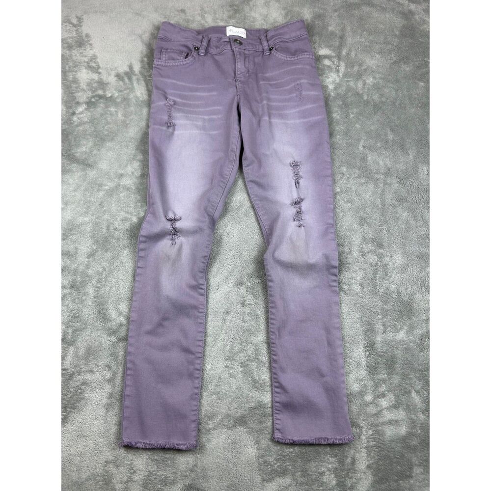 The Children’s Place Girls Size 8 Purple Distressed Skinny Jeans Raw Hem